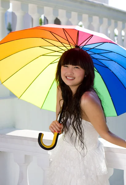 Chinese girl with umbrella three