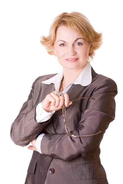 Cheerful businesswoman one Stock Picture