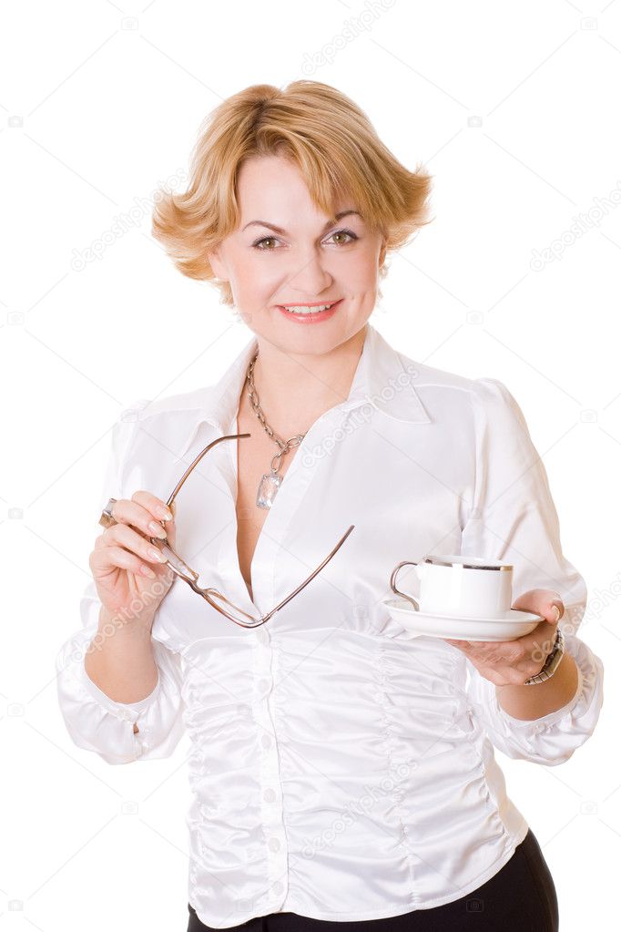 Businesswoman with cup