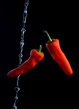 Acı biber ve su sıçramaları
