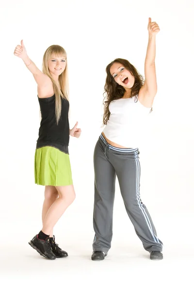 Dwie dziewczyny w odzieży sportowej dziesięć — Zdjęcie stockowe
