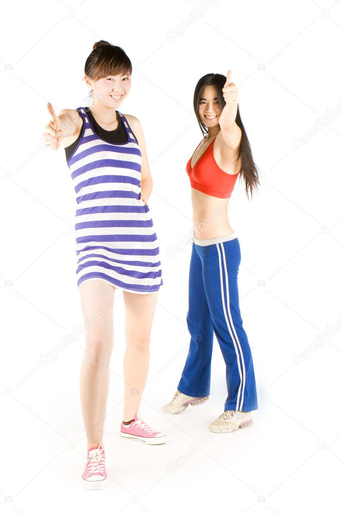 Two asian girls in a sportwear 05