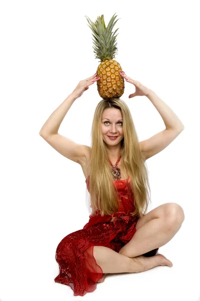 Long hair blonde pineapple — Stock Photo, Image