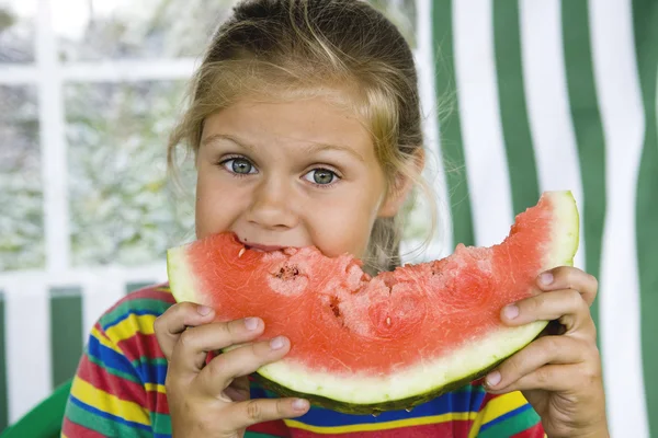 stock image Girl with watermelon