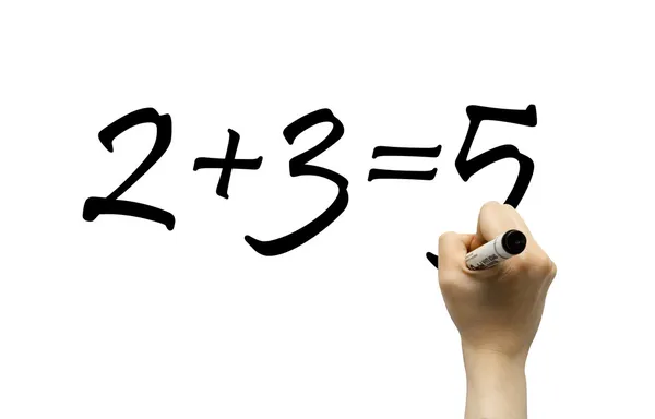 Hand writing formula on a whiteboard — Stock Photo, Image