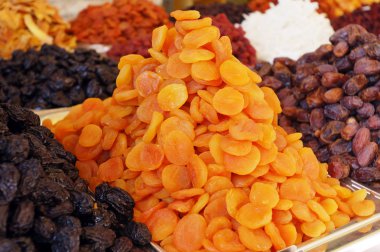 Market stand of dried fruits clipart