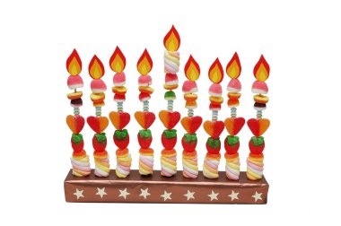 Hanukah menorah from candies clipart