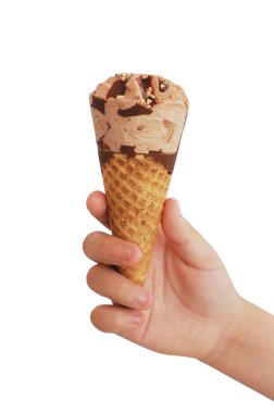 Child hand holding ice cream clipart