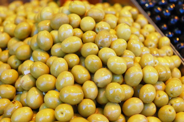 stock image Close up of green olives