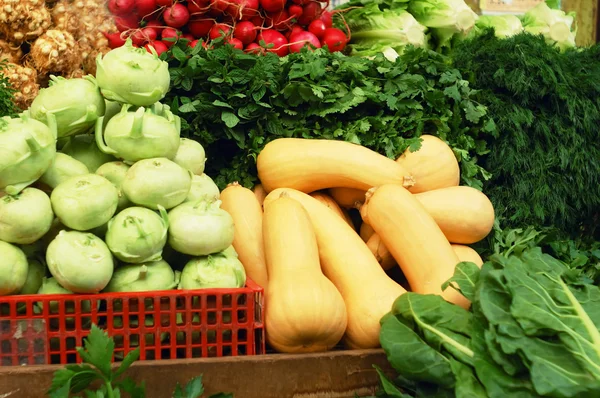 Fechar os mercados de produtos hortícolas — Fotografia de Stock