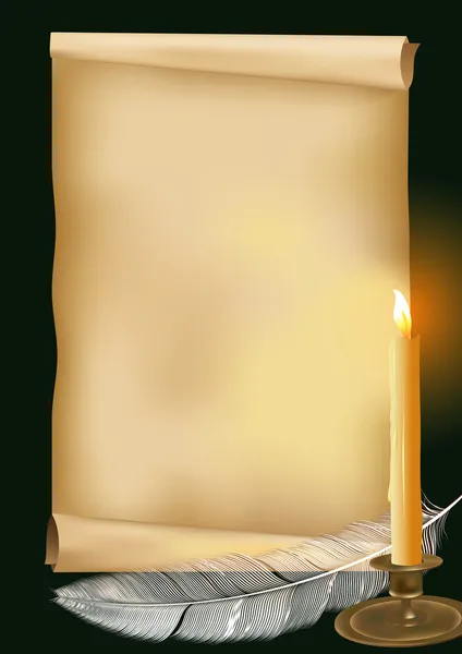 Altes Papier und Kerze — Stockvektor