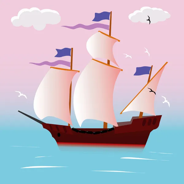 帆船 — 图库矢量图片