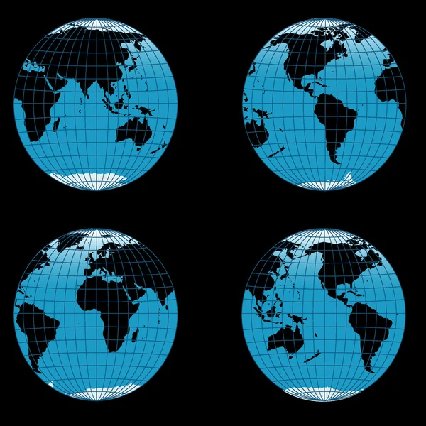 Cztery globusy — Wektor stockowy