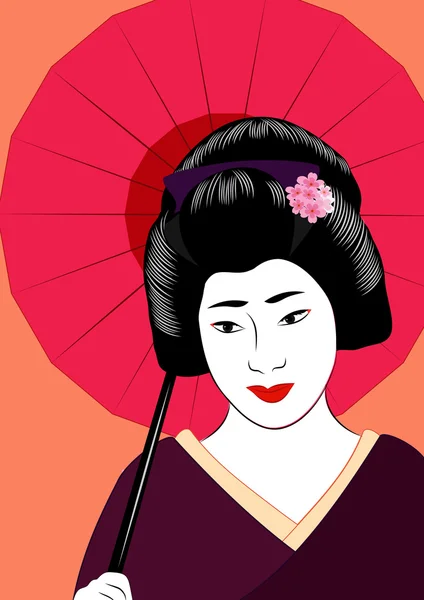 Geisha japonesa — Vector de stock