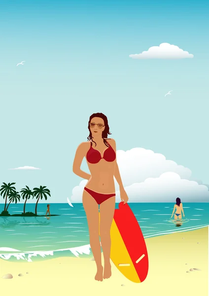 stock vector Girls on the beach