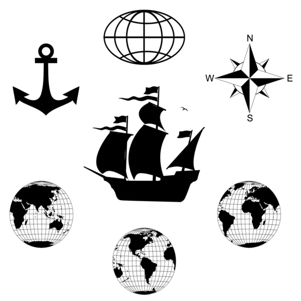 Sammlung maritimer Schilder — Stockvektor