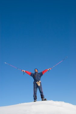 Happy man in snowshoe clipart