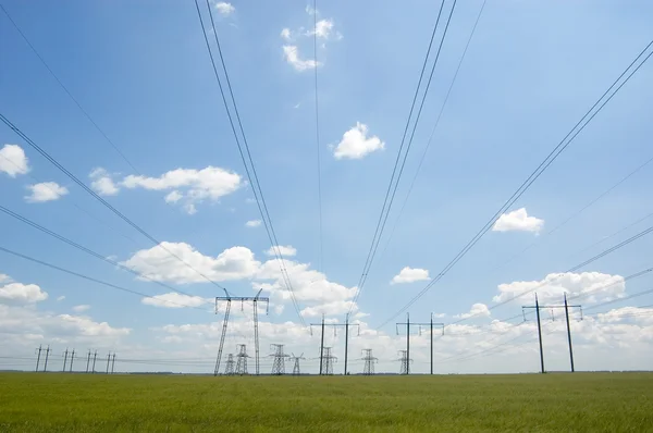 stock image Electric towers and cables