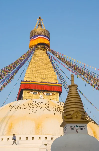 Bodhnath stúpa v Káthmándú, Nepál. Stock Obrázky