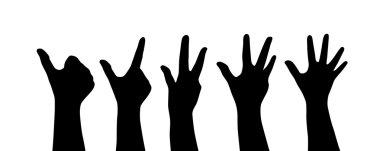 Silhouettes of hand clipart