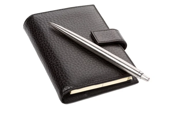 stock image Leather organizer and pen isolated