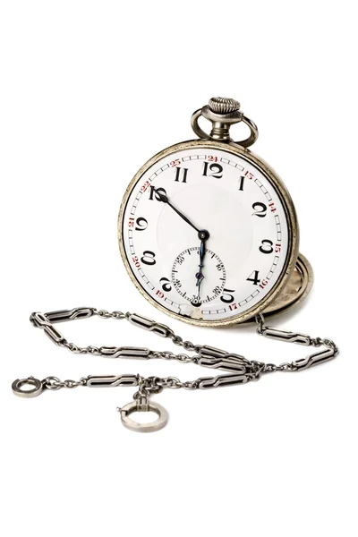 Старые карманные часы с цепью — стоковое фото