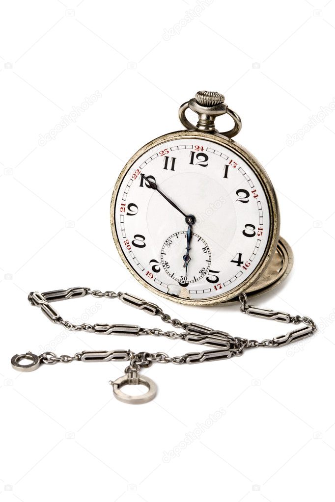 Old pocket watch with a chain
