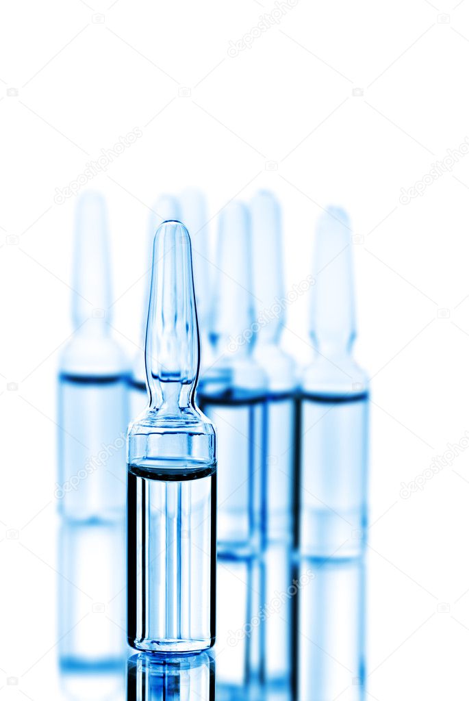 Ampoules isolated on white