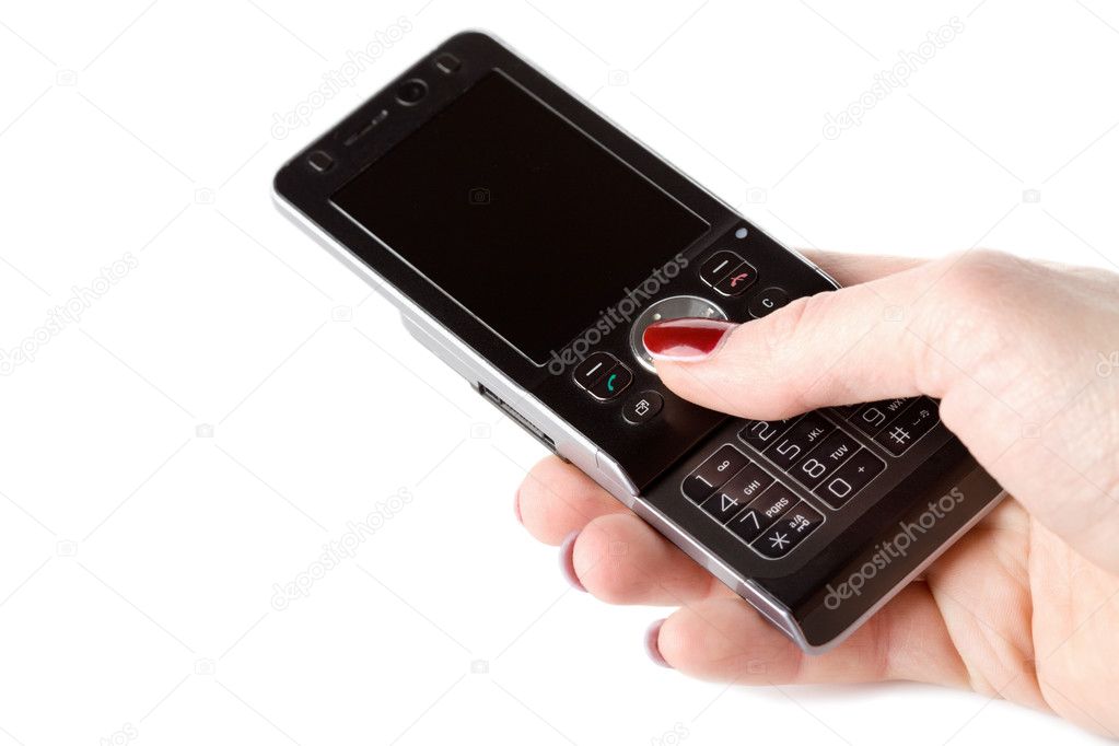 Woman's hand holding mobile phone