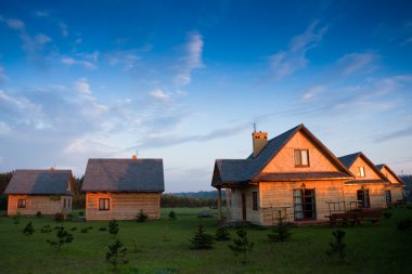 Group of wooden houses clipart