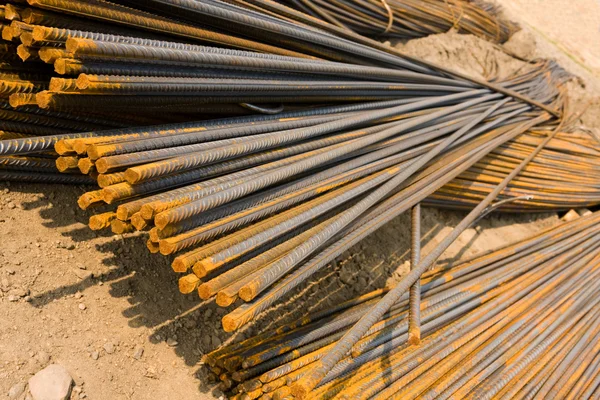 stock image Rusty metal rods on ground