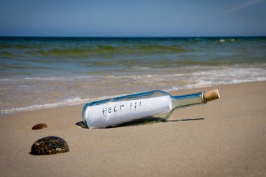 Help message in bottle clipart