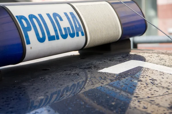 Señal de coche de policía polaco — Foto de Stock