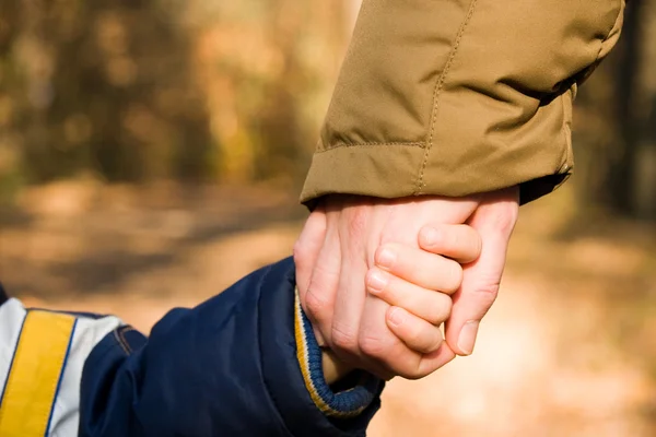 Mother holds hand of son — Stock Photo, Image
