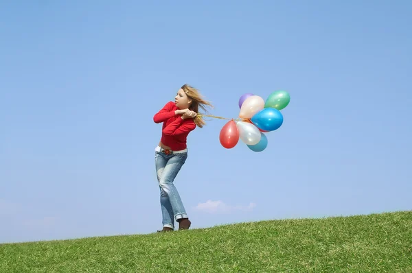 Dívka s balónky — Stock fotografie
