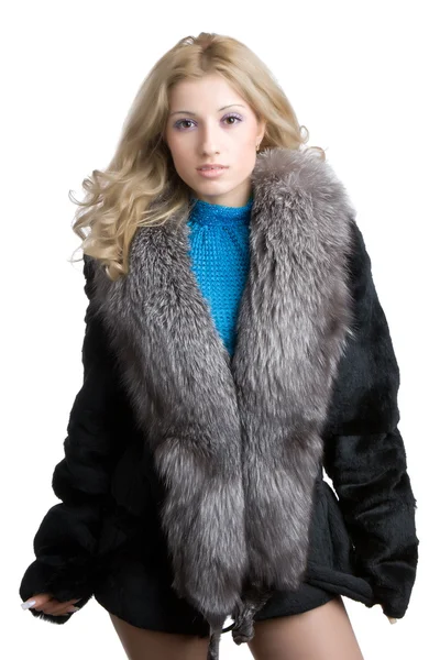 Girl in a fur — Stock Photo, Image