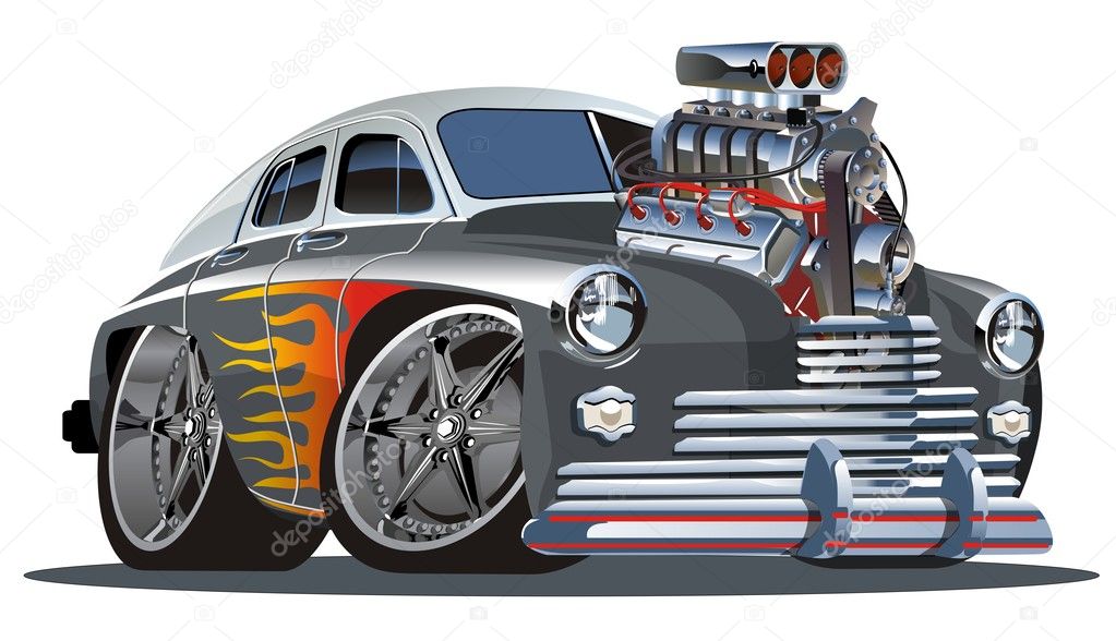 Vector retro cartoon hotrod — Stock Vector © mechanik #2457748