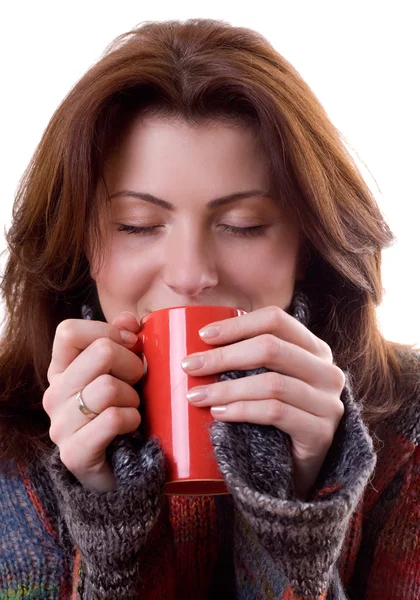 stock image Beautiful girl drinking tea