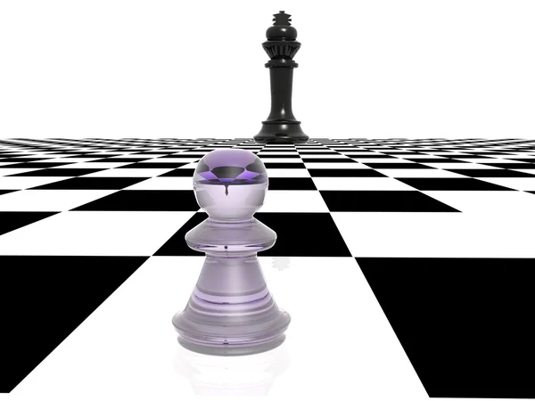 Figura de ajedrez 3d y chequera — Foto de Stock