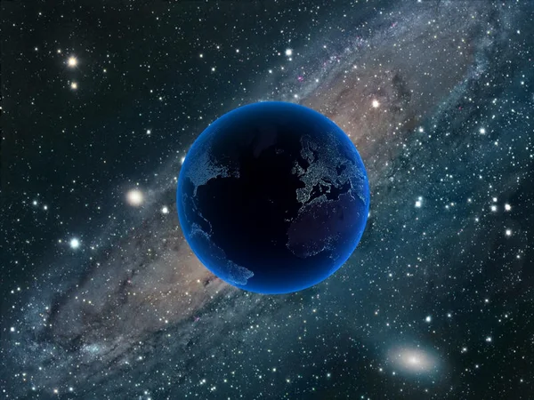 Cosmos 3d y planeta — Foto de Stock