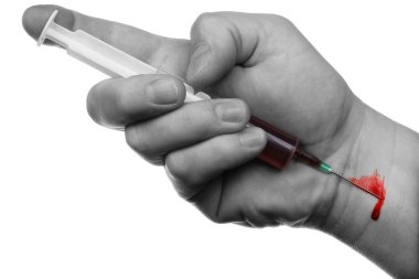 Hand, syringe, blood clipart