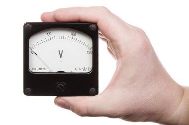 Hand with voltmeter 2 clipart