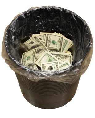 Bucket, dollars, three clipart