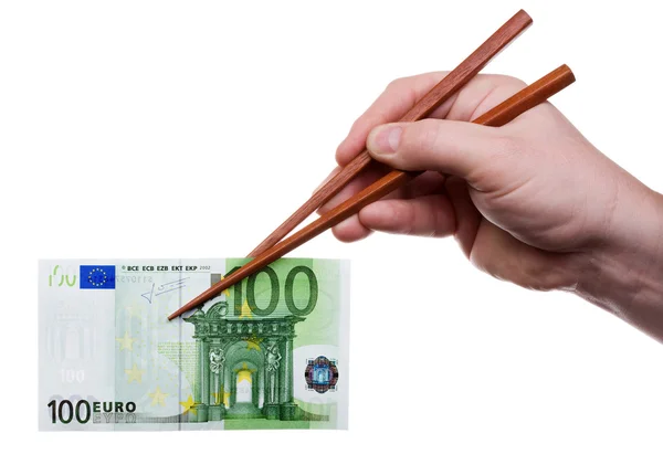 Chopsticks with banknote 1 — Stock Photo, Image
