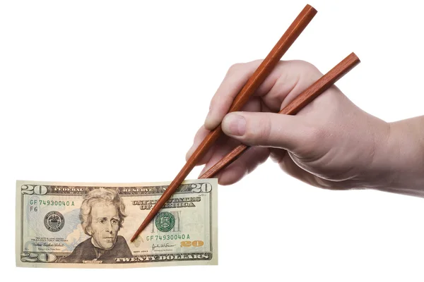 Chopsticks with banknote 2 — Stock Photo, Image