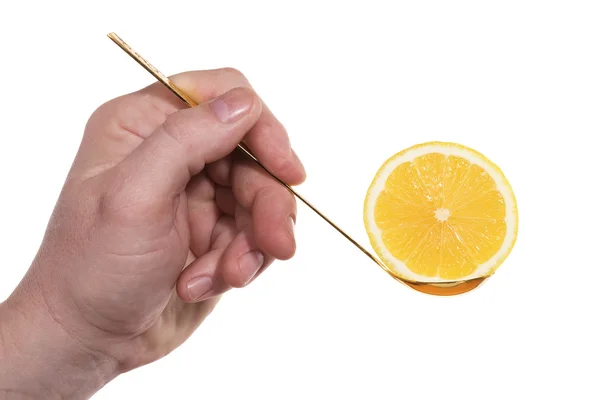 Mão, colher, limão — Fotografia de Stock