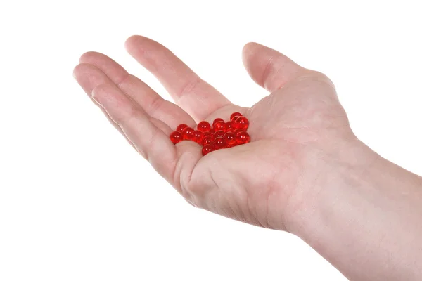 Tangan, pil merah — Stok Foto