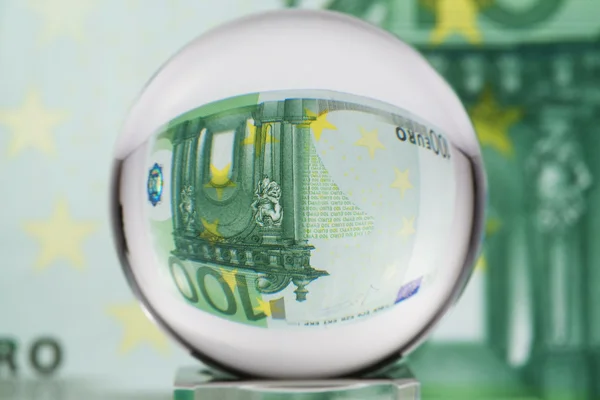Glass sphere, euro, one — Stock Photo, Image
