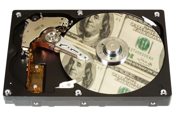 Hard disk, dollars, one — Stock Photo, Image