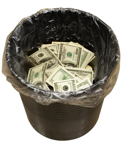 Bucket, dollars, three — Stock Photo, Image